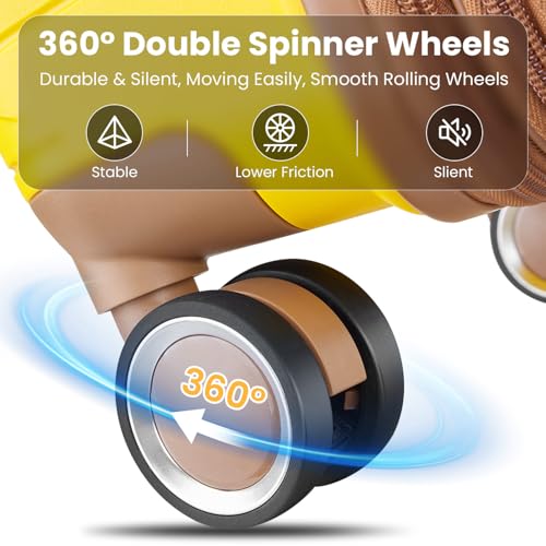 Luggage Sets 4 Piece(14/20/24/28), Expandable Lightweight Suitcase with 4 Double 360 Degrees Mute Spinner Wheels PP Materials Durable TSA Lock Travel Luggage，Yellow3