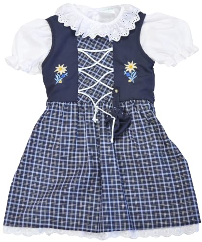 Schrammel Kinder Dirndl mit Beutelchen 3 Teilig // 127-130 Classic (86-92, Blau) Cover