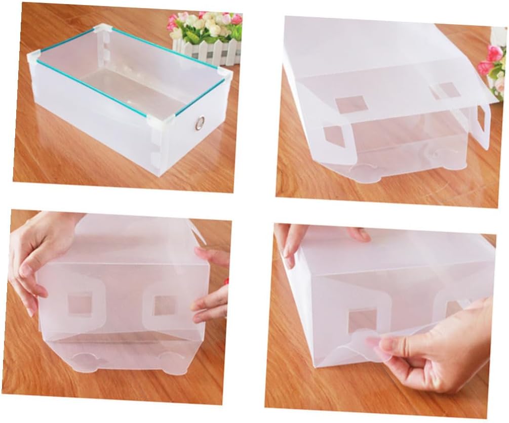 ABOOFAN Dustproof Shoe Box Set of 6 Plastic Storage Containers for Shoes Stackable 33x12x20cm for Home Organization and Closet Storage