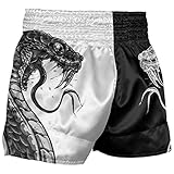 Men Sportwear Boxing Trunks Viper Scale Muay Thai Championship Training Shorts Lucha Libre Black and White