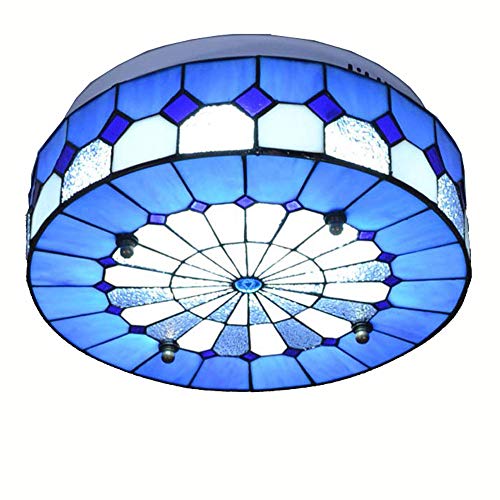 Plafonnier LED rond méditerranéen Tiffany pour illuminer chaleureusement la chambre