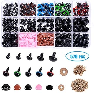 Plastic Safety Eyes and Noses with Washers 570 Pcs, Craft Doll Eyes