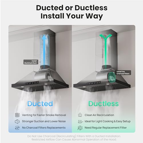 Image of VIKIO HOME 30 Inch Pro Wall Mount Range Hood 980CFM, Direct 3 Speed Panel with Gesture & Touch Control, Ducted /Ductless Stainless Steel Kitchen Vent Hood, Delay Shut-Off, Includes Duct & Filter, Black