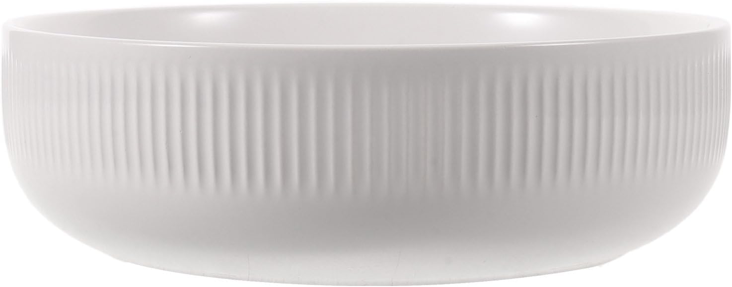 Ipetboom Ribbed Ceramic Fruit Salad Bowl, 7" Large Round, Microwave Safe