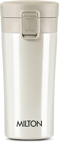 Milton Thermosteel - Taza de café aislada al vacío, 10.1 fl oz, crema, frasco para bebidas calientes y frías, a prueba de fugas, a prueba de óxido,