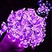 SEMILITS Solar Outdoor String Lights 50LED Flower Shaped Christmas Lights for Patio Garden Decoration Purple