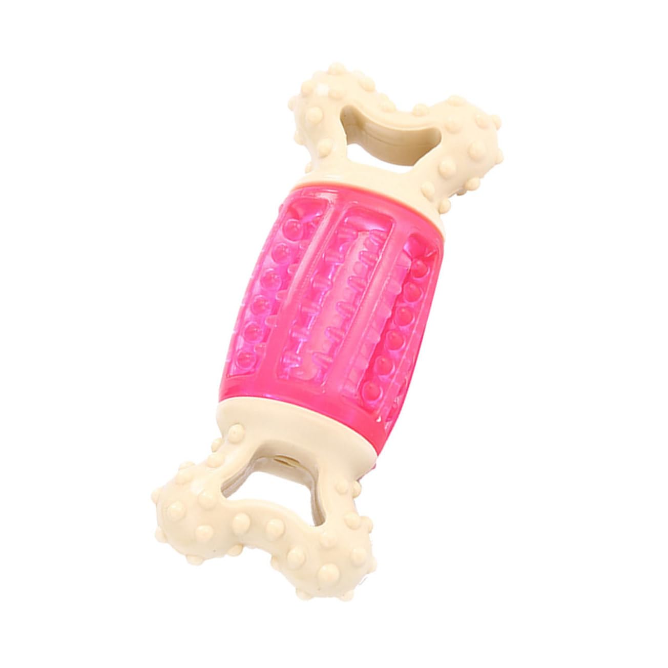 HANABASS Pink Bone Chew Toy with Squeaker for Dogs, 5.7 Inch Plastic — image 1