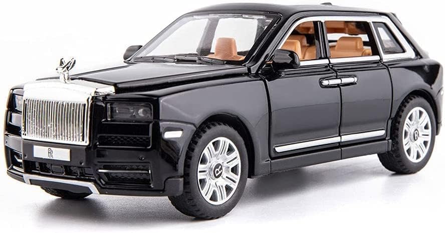 Image of 1:32 Diecast Rolls Royce Cullinan Toy Car Alloy Metal Vehicle with Pull Back Action Openable Doors Lights & Music Gift for Boys Girls Kids & Collectors (Black)