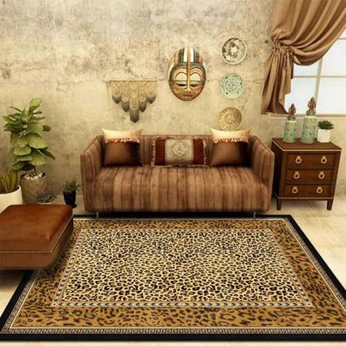 Modern Leopard Area Rug Washable Luxury Brown Animal Skin Print Floor Mats Non-Slip Cheetah Carpet for Bedroom Living Study Room Home Office, 4x6 by ZSSZO - Image 2