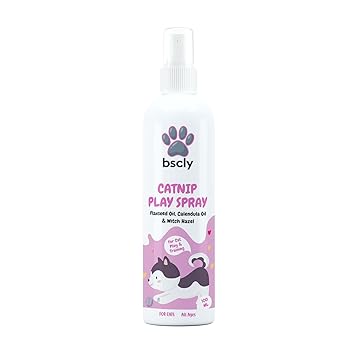 BSCLY Catnip Spray for Cats, Cat Play & Training Spray for Toys, Scratching Post, Bedding & Indoor Cat Enrichment, with Flaxseed Oil, Calendula Oil & Witch Hazel, 100 ml