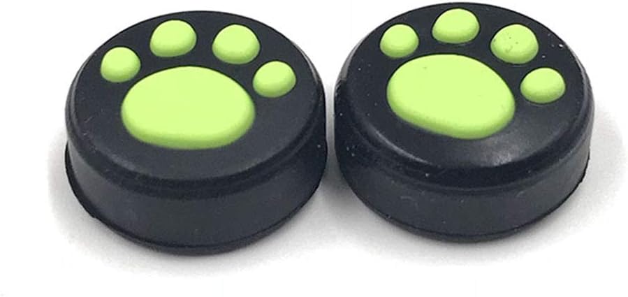 Silicone Thumb Stick Analog Joystick Thumb Grip Caps Cover Case for Switch NS Console (Green Paw)