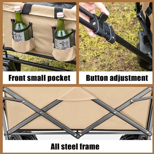 ZXNANA Gartenwagen, tragbarer Campingwagen für den Außenbereich, Kleiner Outdoor-Wagen, Faltbarer Picknickwagen, Stand, Faltbarer Kleiner Wagen (Black) – Bild 4