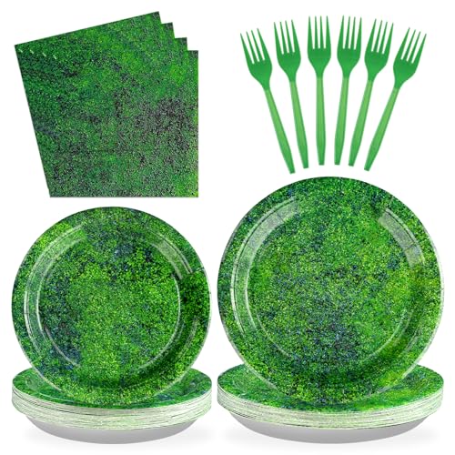 96 PCS Green Moss Party Supplies Green Moss Plates and