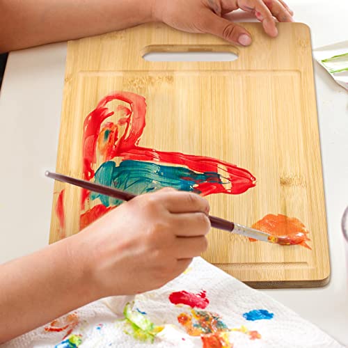 Juego de 12 tablas de cortar de madera de bambú con asas, 12 x 8 pulgadas, tableros para servir, cortar vegetales, carne, pizza y queso miniatura 5