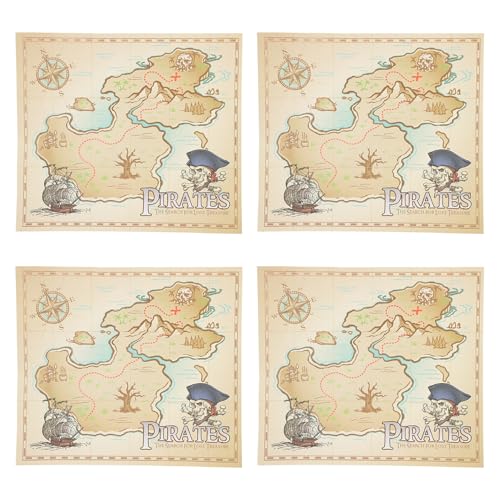 BESPORTBLE 4 piezas Mapas de Tesoro para Rol Educativo con Mapas Geográficos Pequeños Juguetes Infantiles Creativos para Búsqueda del Tesoro y Imaginativo