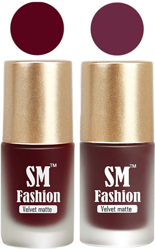 SM FASHION Nail Polishes, Maroon-Wine Velvet Matte Nail Paint Combo Set of 2 Pcs 7ml each