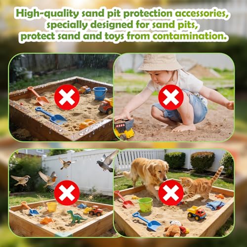 VTMJ Sandkasten Abdeckung 205 x 205cm, 210D Oxford Sandkastenabdeckung, Abdeckplane Sandkasten mit Gummizug Kordelzug und Aufbewahrungsbeutel, Wasserfeste Abdeckung für Sandkiste Pool Garten, Quadrat