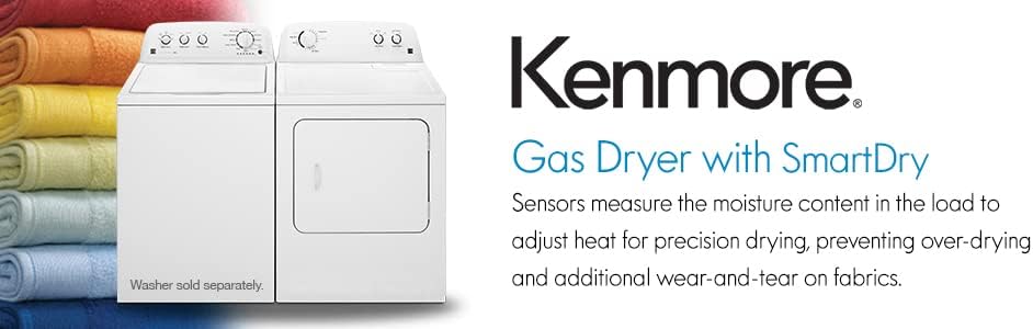 Miniatura 9 de Kenmore Secador de gas de carga frontal de 29 pulgadas con protector antiarrugas y capacidad total de 7.0 pies cúbicos, color blanco