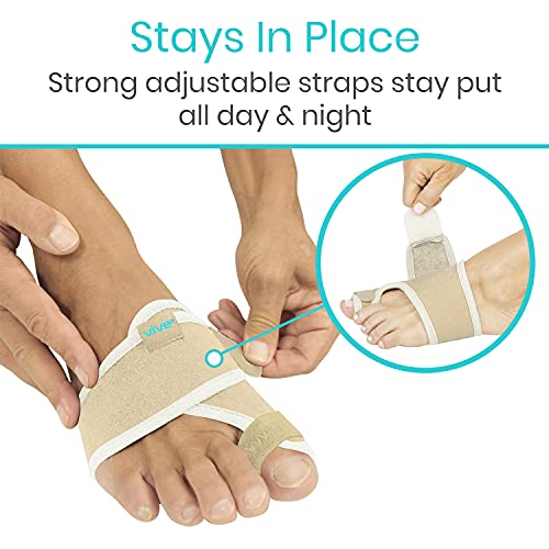 Vive Bunion Corrector For Women & Men (Pair) - Big Toe Brace Straightener With Splint - Hallux Valgus Pad With Adjustable Strap, Joint Pain Relief, Alignment Treatment, Hammer Toe Separator - Orthopedic Sleeve Foot Wrap Support (Beige) #TOP4