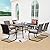 Grand patio Outdoor Dining Table Set of 7, Modern Woodgrain-Look Table with Umbrellas Holes&C-Spring Motion Wicker Chairs for 6, Patio Furniture for Garden (Grey, Rectangular)