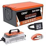 CHINS 36V Lithium Golf Cart Battery Conversion Kit, 200A BMS(1000A Peak Current), with Touch Monitor and Retention Strap, 4500+ Cycles 36V Lithium Battery with Charger Perfect for Golf Carts(102AH)