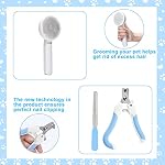 VCZONE 8 Pcs Cat Brush Grooming Kits, Pet Self Cleaning Kit with Pet Nail Clipper and File, Flea Comb, Pet Shampoo Bath Brush, Pet Shedding Brush, Silicone Toothbrush (Blue)