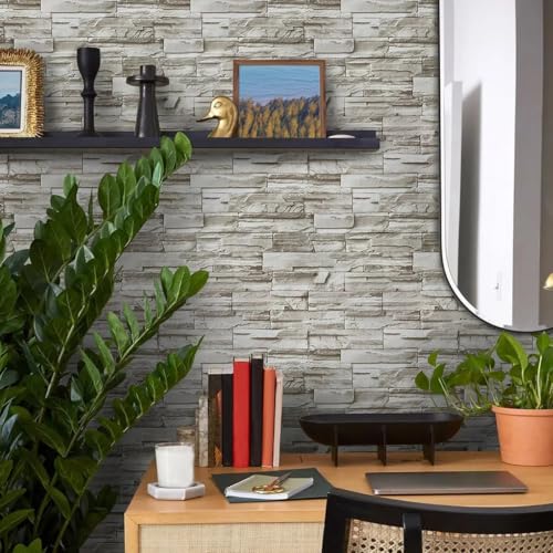 Papel tapiz ladrillo 3D impermeable para solucionar paredes deterioradas en cuartos 8