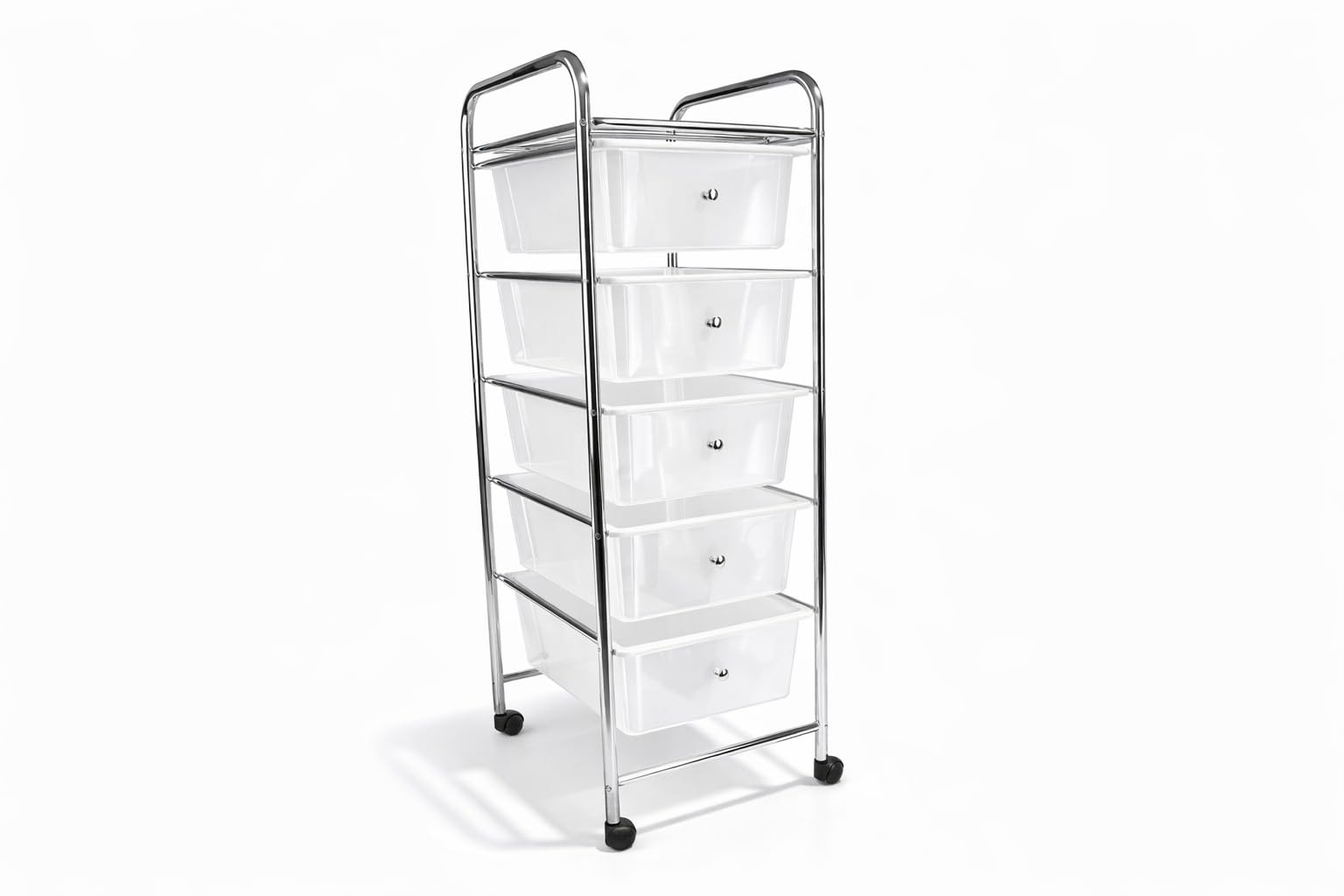 HERSIG Cajonera Plastico Metal Blanco 5 Alturas con Ruedas