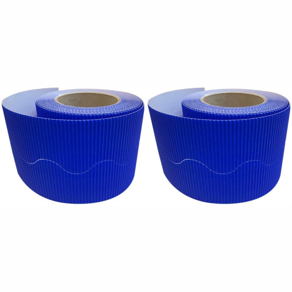 3 Ace Crafts (Pack of 2) Corrugated Display Borders Roll (Ultra Blue) Size 57mm x 15m - School Classroom Decoration, Bulletin Boards & Crown Making Crafts, Scalloped Edge Border Rolls Fade Resistant — image 1