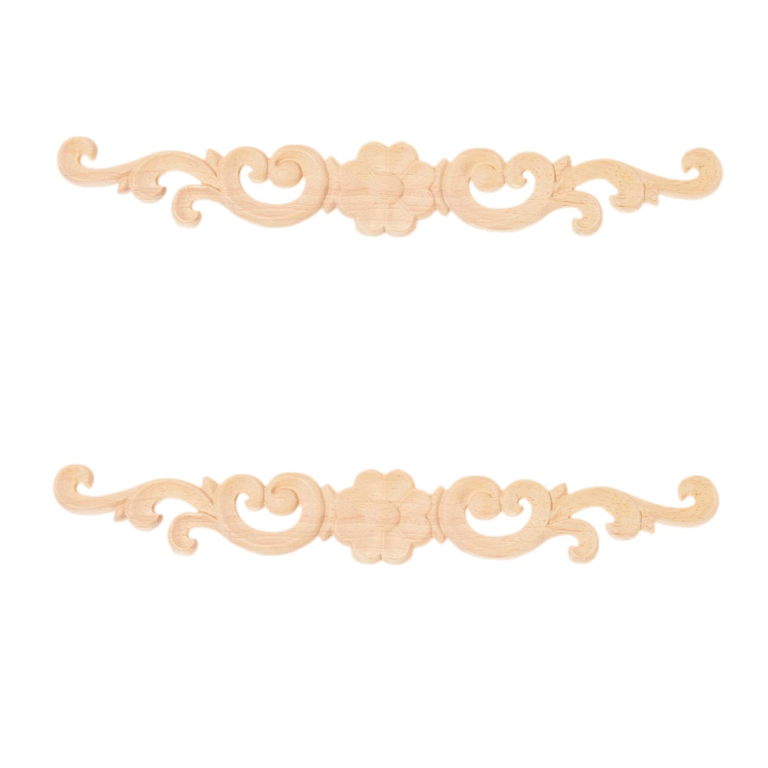 MUXSAM Wood Carved Long Onlay Applique Unpainted Flower Door Decor European Style 27 * 4cm 2-D2-2-U2