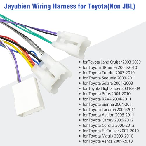 Jayubien Stereo Wiring Harness for Toyota Radio Connector 2003-2012,Compatible with Camry Corolla Tacoma Matrix Tundra 4Runner Prius RAV4 Sienna Cruiser ISO Radio Wire Adapter 20Pin SWC Plug - Thumbnail 3