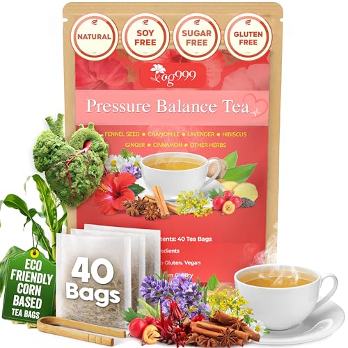 Upgraded Pressure Balance Herbal Tea - 40 Tea Bags, 3.5 oz | Heart Functional Tea | Blend of 9...