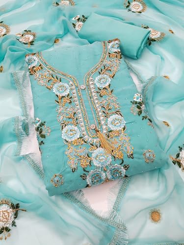 Image of Women's Georgette Embroidery Work Unstitched Dress Material