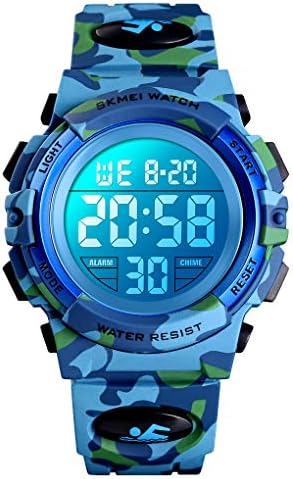 Venhoo Kids Watches Digital Outdoor Sport Waterproof Electrical EL-Lights Watches with Alarm Luminous Stopwatch Casual Military Child Wrist Watch Gift for Boys Girls