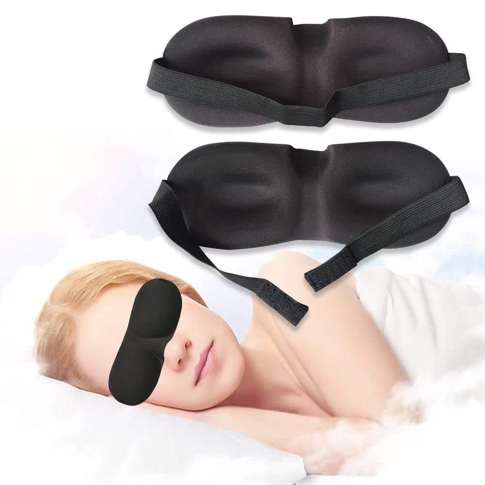 Andy's Orchids 2 Pack Sleep Mask,for Women and Men with 3D Contoured Cup Molded Black Out Eye Mask,Soft Cover Padded Blindfold Sleeping Aid Night Eyepatch
