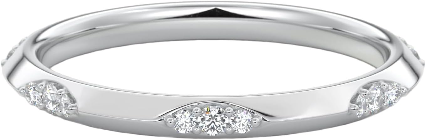 Brilliant Round Cut Mossanite Wedding Band 925 Sterling Silver Knife Edge Eternity Stackable Band Unique Ring Anniversary Band