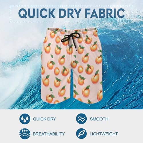 Hawaiian Shorts for Men - Bright Peach Print Quick Dry Mens Swim Trunks Bathing Suits with Mesh Lining3