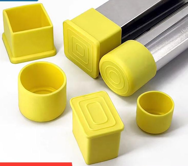 Rubber Pipe Cover,Plug Hole,8Pcs Yellow Chair Leg Tips Caps,PVC Non-Slip Feet End Caps Cover, Square Chair Leg Floor Protectors for Furniture,(30 * 50mm)