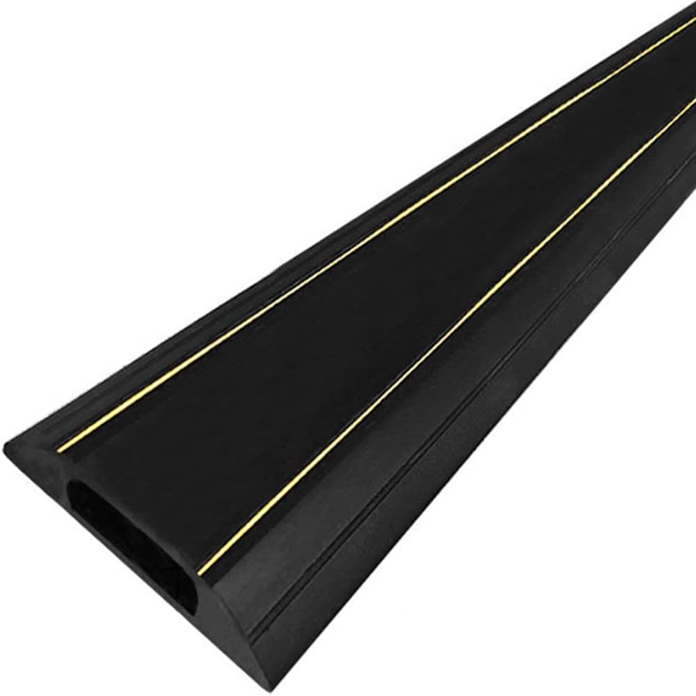Floor Cord Cover Classic Black Anti-Trip Soft PVC Floor Cable Cover, Kitchen Durable Easy to Cut Floor Cord Management, Cord Cavity-3.5 * 1.5cm/1.4 * 0.6inches