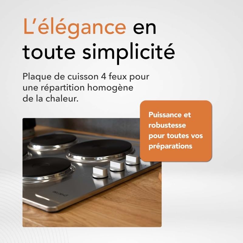 PLAQUE DE CUISSON ÉLECTRIQUE INOX 4 FEUX 5500 W| BELDEKO