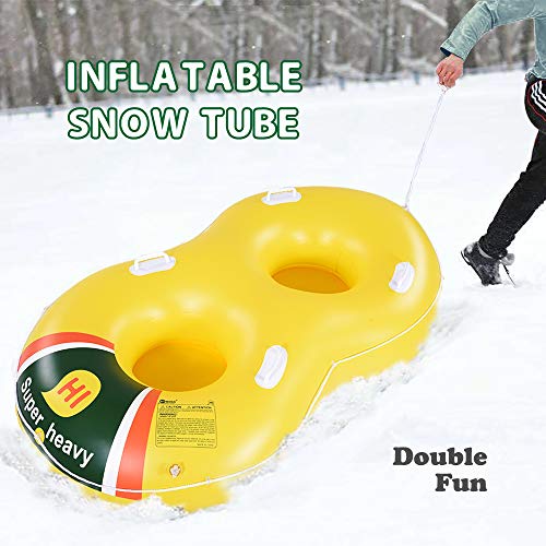 HIWENA Super Heavy Duty Snow Tube, Double Inflatable Snow Sled for Kids and Adults, Thicken 0.75mm Thick Material Winter Sport Tube(78 in) - Thumbnail 4