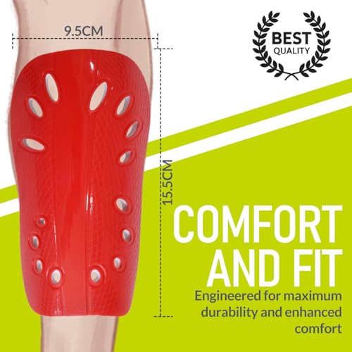 Image of GISCO Premium Soccer Shin Guards for Youth & Adults | Lightweight Football Shin Pads | Protective Soccer Gear for Training & Matches (RED, Medium)
