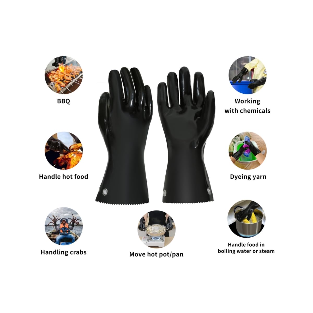 Guantes aislados para barbacoa, resistentes al calor, flexibles, no rígidos, fáciles de agarrar, sin olor, grado alimenticio, para parrilla, ahumador, cocina, hoyo, barbacoa, guantes impermeables para