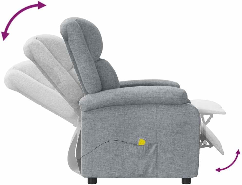 vidaXL Massage Recliner Chair, Electric Massaging Recliner Chair for Elderly, Adjustable Push Cozy Chair for Home Theater Cinema, Light Gray Fabric