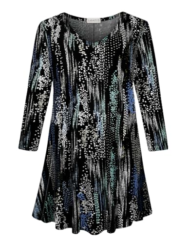 Image of LARACE Tunics 3 /4 Sleeve Plus Size Tops for Women V Neck Loose Fit Flowy Clothing for Leggings