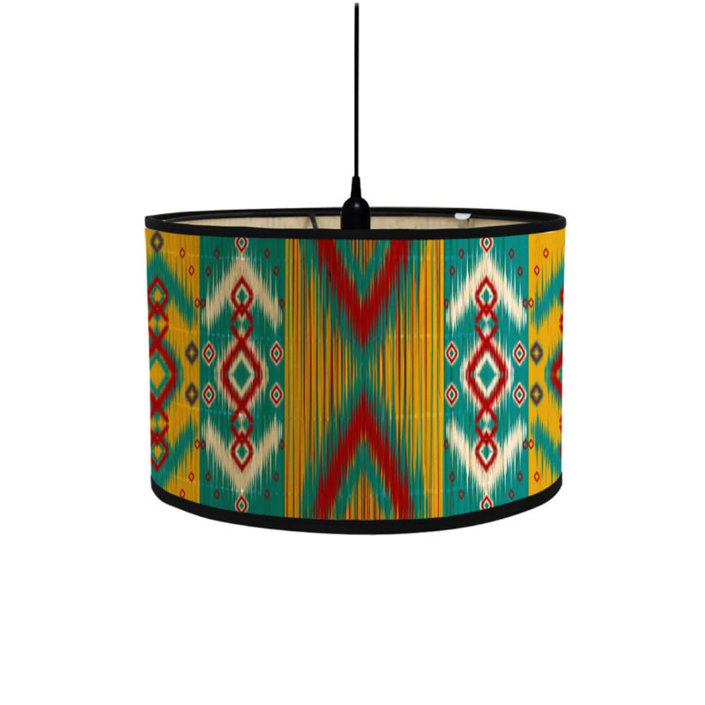 FANSU Round Drum Light Shade for Table Lamp, Modern Vintage Ethnic Style Pattern Pendant Lampshades Easy Fit for Living Rooms, Bedroom, Hallways, Reading Room (red Arrow,30x30x20cm)