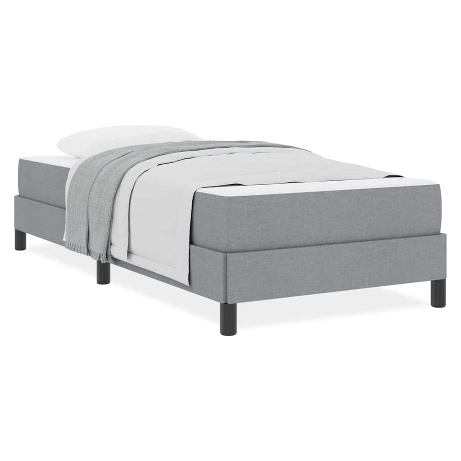 Cama con somier de diseño minimalista para dormitorios modernos - Estructura de madera y tela transpirable - 193 x 90 x 45 cm - Para descanso individual y de pareja