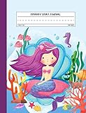 Primary Story Journal: Picture Space and Dashed Midline - Composition Notebook Grades K-2 - Pretty Watercolor Mermaid