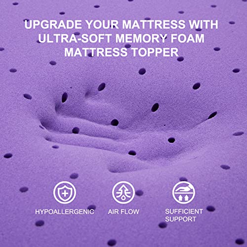 SINWEEK 2 Inch Gel Memory Foam Mattress Topper Ventilated Soft Pressure Relieve Mattress Pad, Breathable Bed Topper, CertiPUR-US Certified, Twin Size