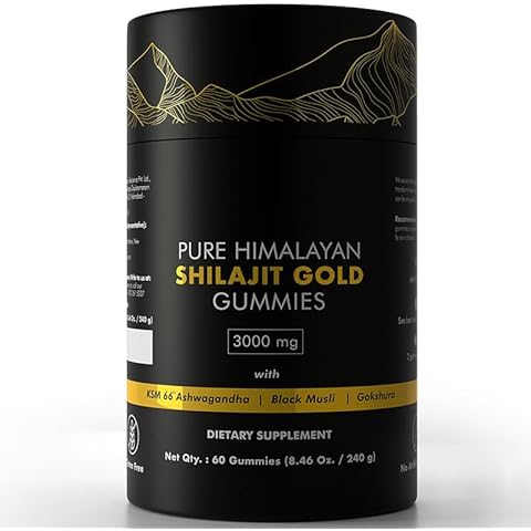 Shilajit Gummies 3000mg, Pure Himalayan Shilajit Gummies with Ashwagandha, Gokshura, Fulvic Acid & 85+ Trace Minerals for Men & Women, Non-GMO I 60 Gummy Cover